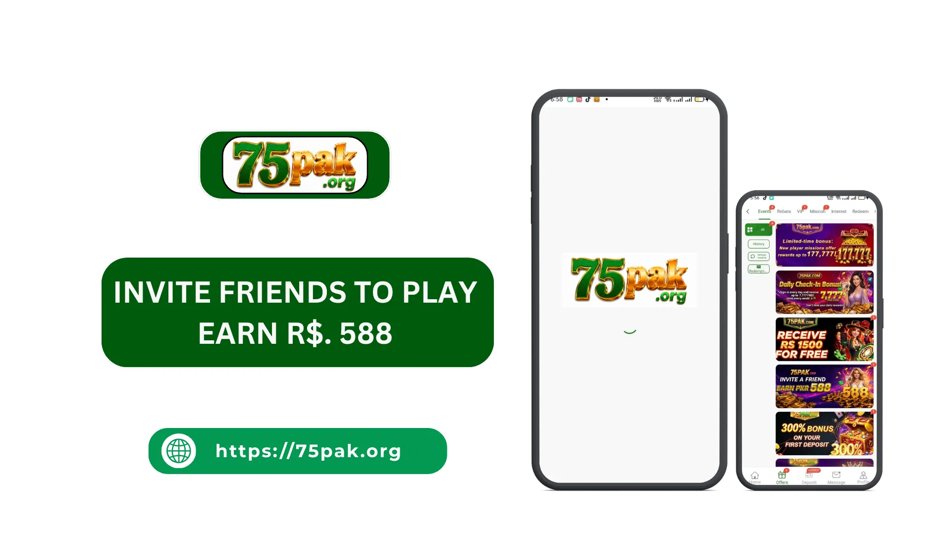 75Pak Referral Program Get Free Rs.588 Bonus